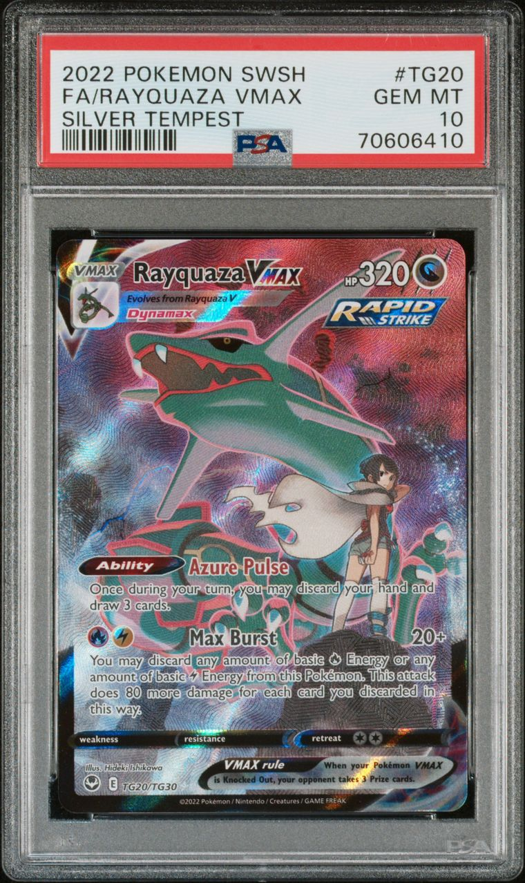 Rayquaza Vmax Alt Art TG20/TG30 Silver Tempest EN PSA 10