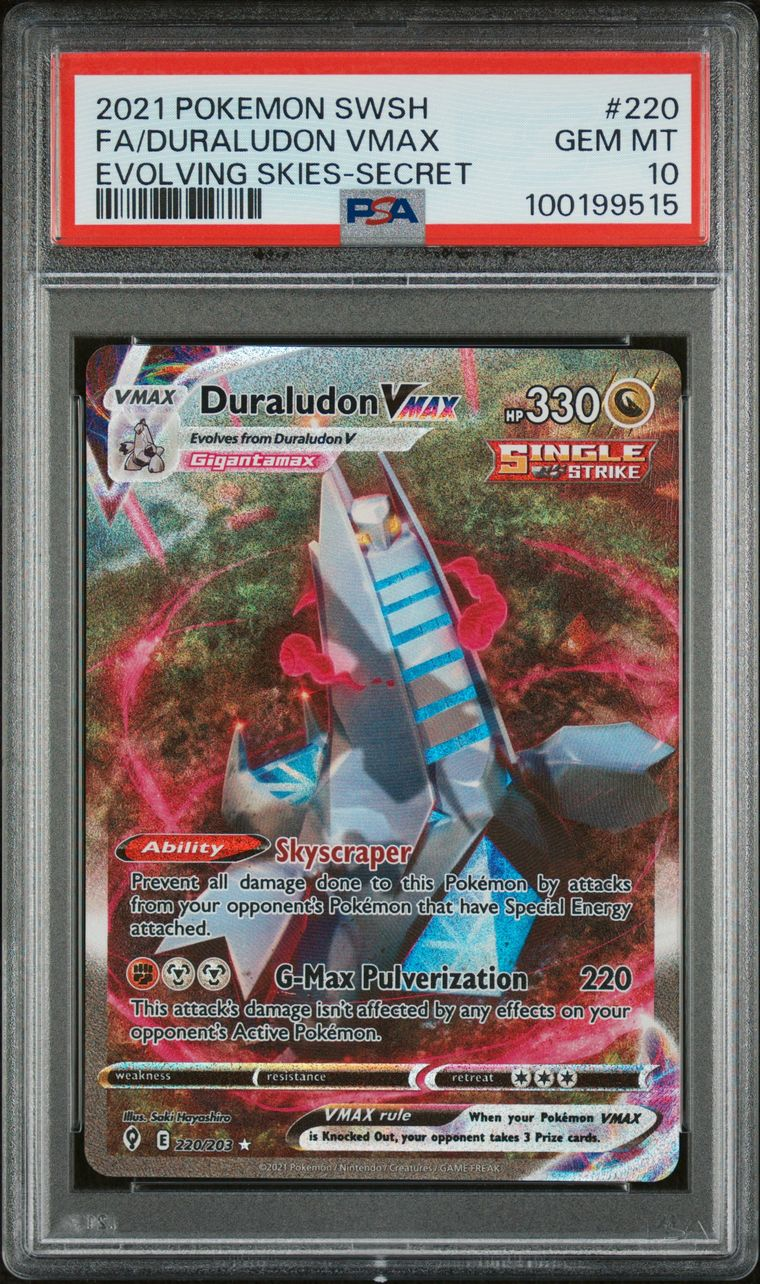 Duraludon Vmax Alt Art 220/203 Evolving Skies EN PSA 10