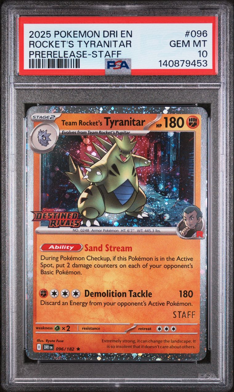 Rocket's Tyranitar Staff 096/182 Destined Rivals EN PSA 10