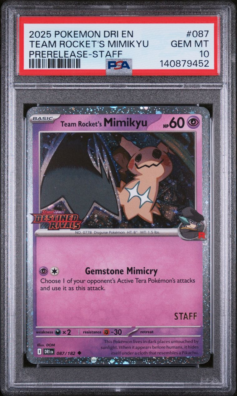 Team Rocket's Mimikyu Staff 087/182 Destined Rivals EN PSA 10