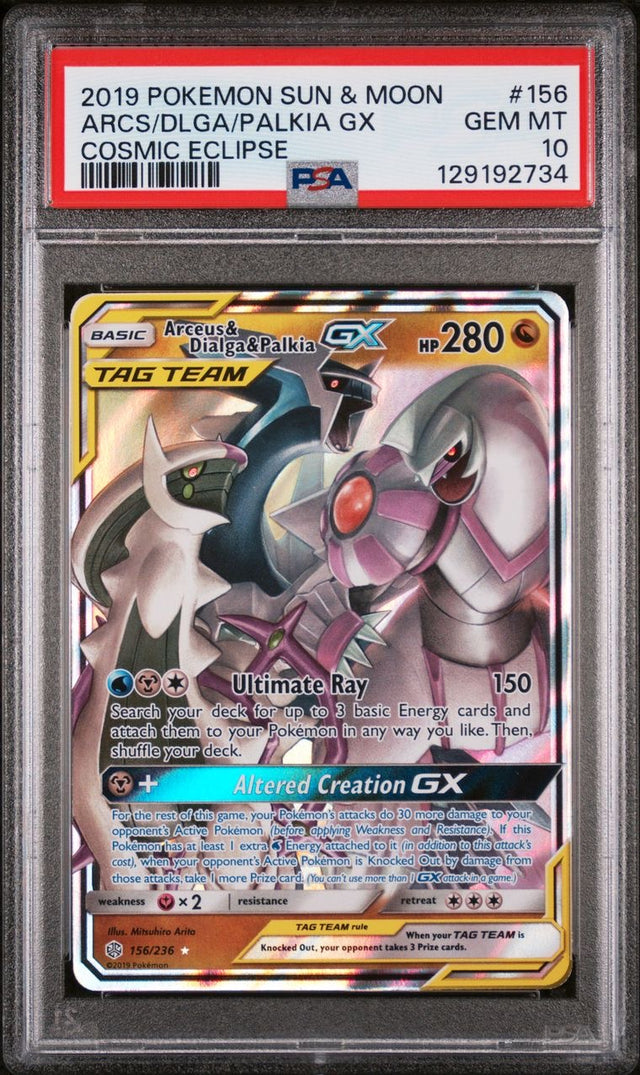 Arceus & Palkia & Dialga GX 156/236 Cosmic Eclipse EN PSA 10