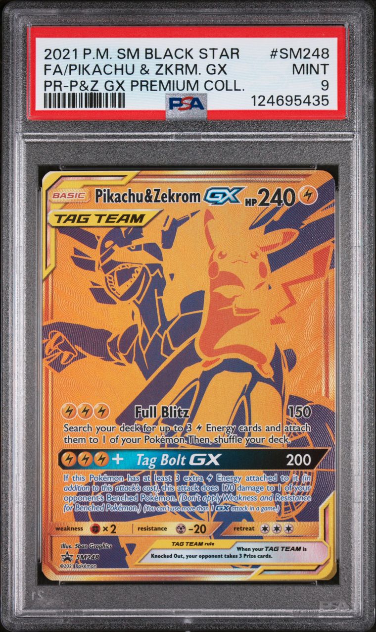 Pikachu & Zekrom SM248 Premium Tag Team Collection PSA 9