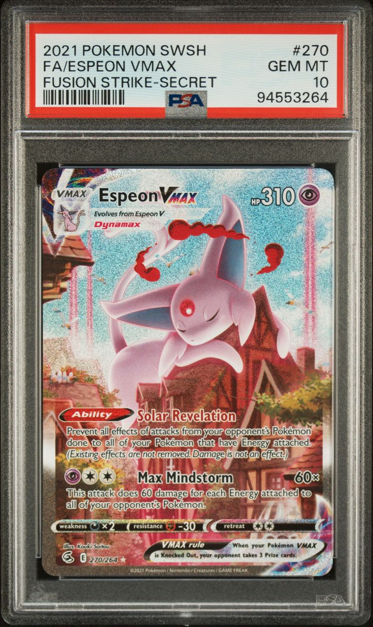Espeon Vmax Alt Art 270/264 Fusion Strike EN PSA 10