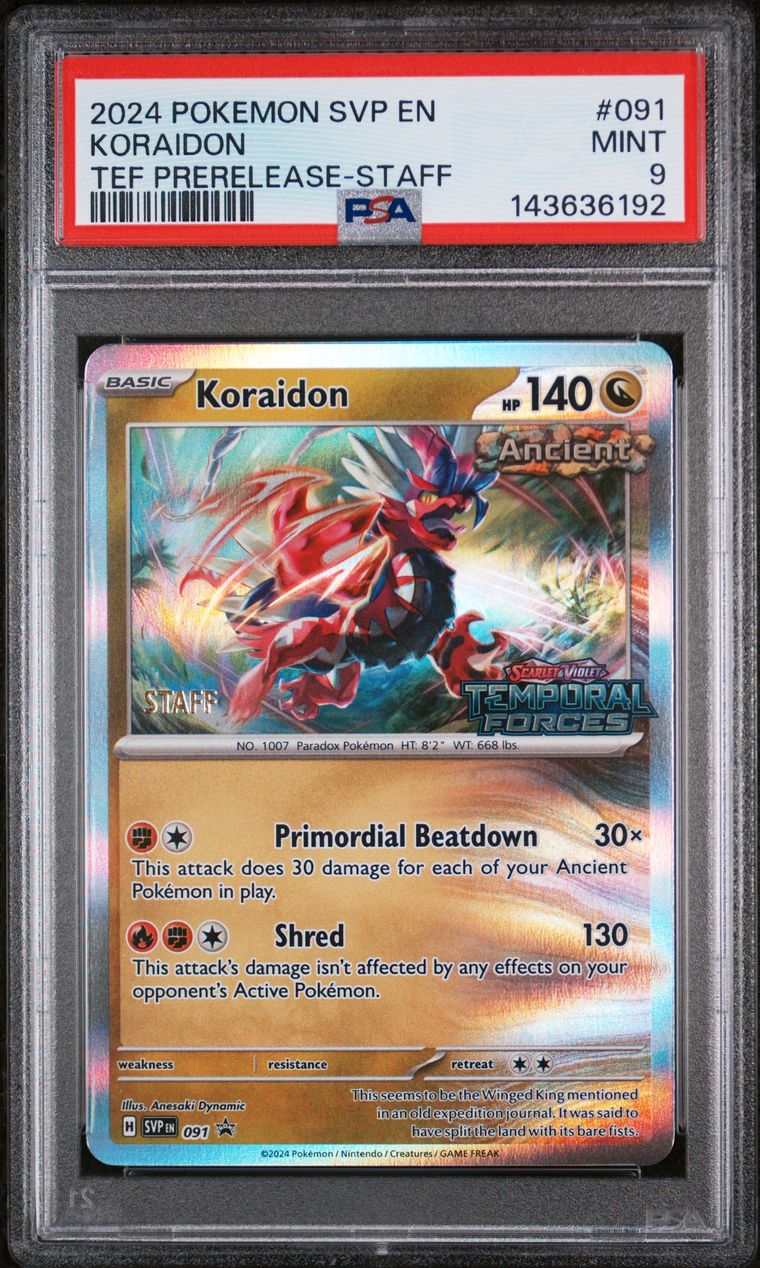 Koraidon SVP091 Prerelease Staff Promo PSA 9 Englisch