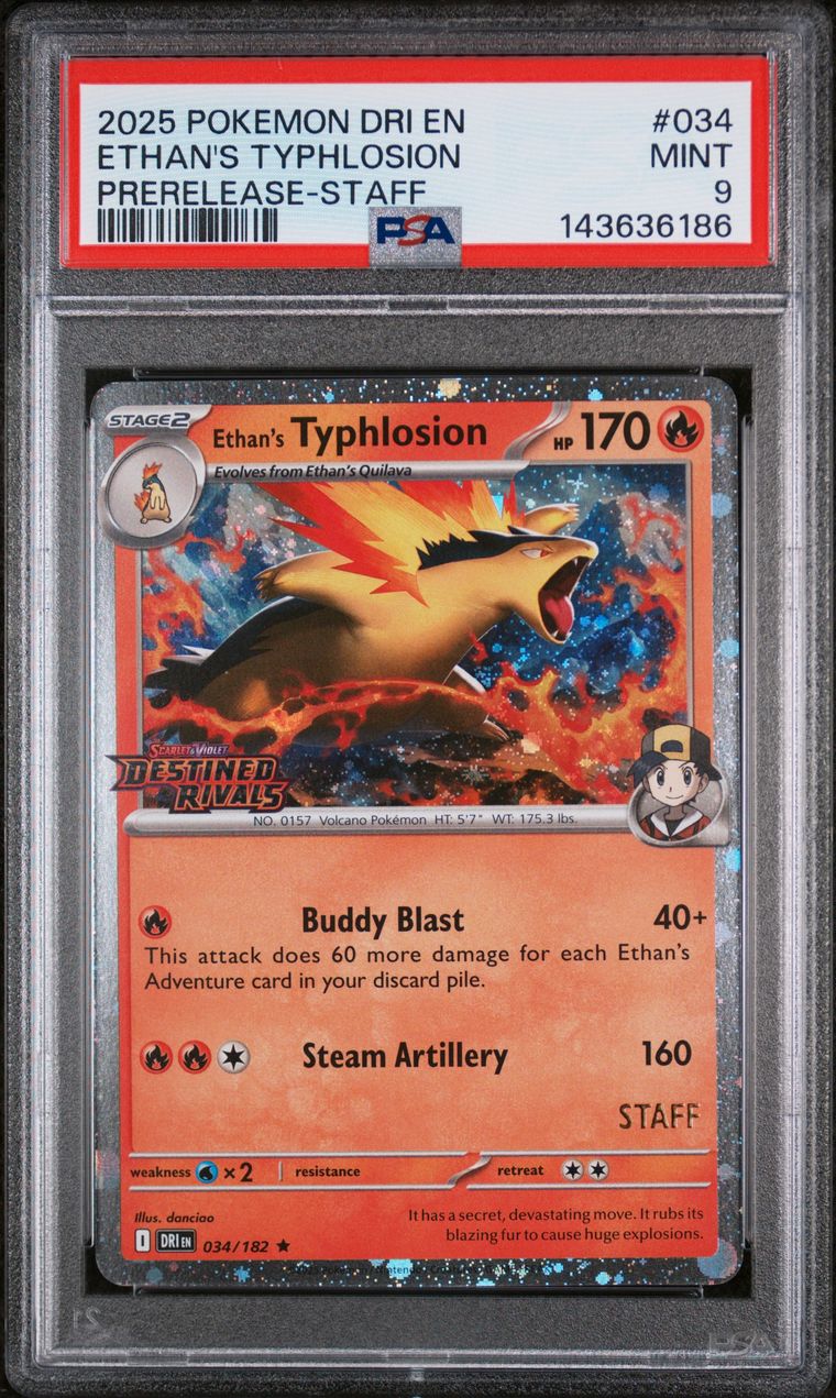 Ethan's Typhlosion 034/182 Destined Rivals Staff PSA 9