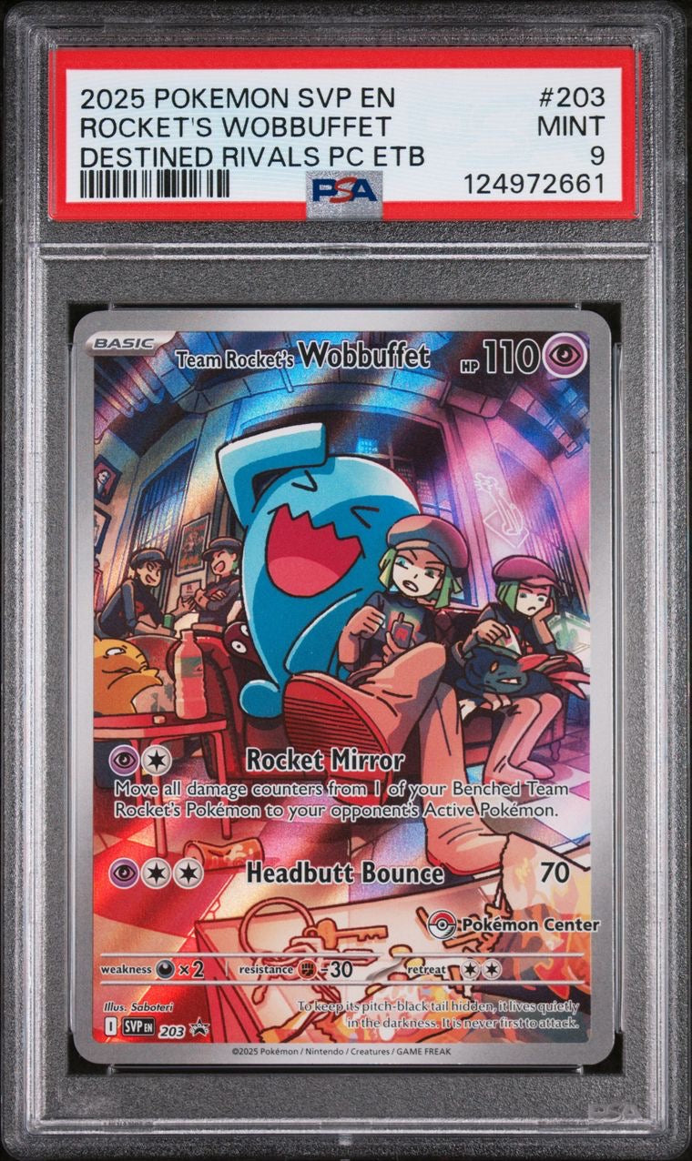 Rocket's Wobbuffet Pokemon Center Stamp SVP203 EN PSA 9
