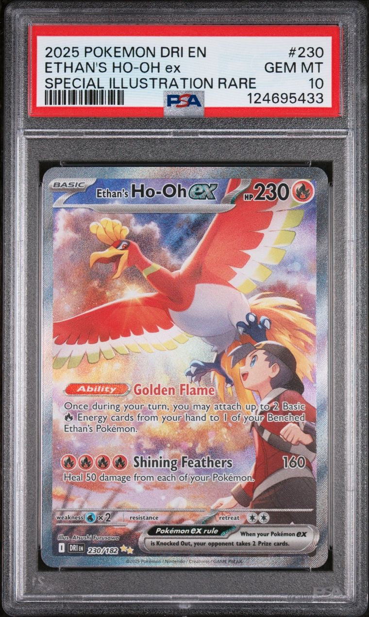 Ethan's Ho-Oh ex SIR 230/182 Destined Rivals EN PSA 10