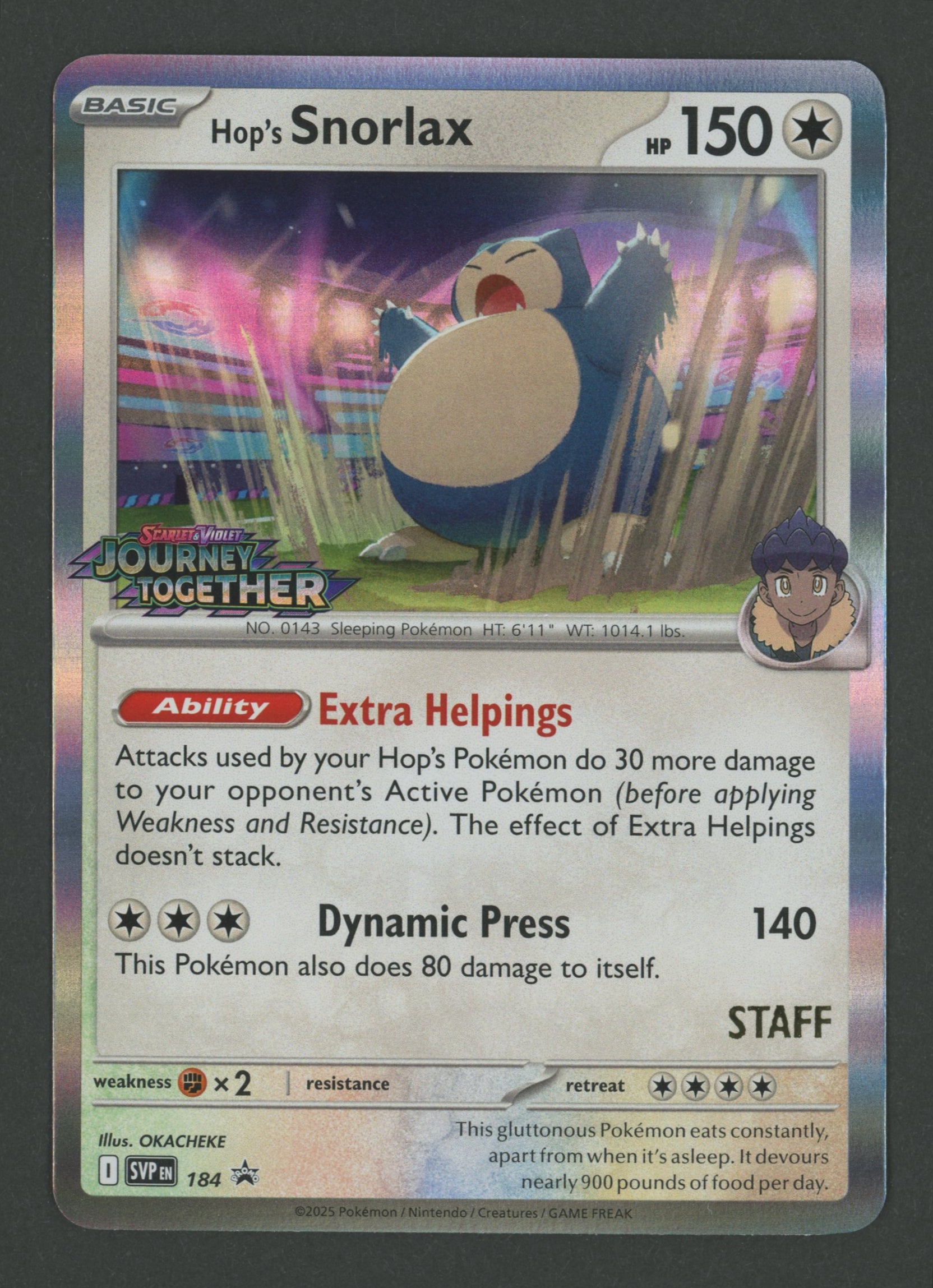 Hop's Snorlax SVP 184 Journey Together Staff EN S