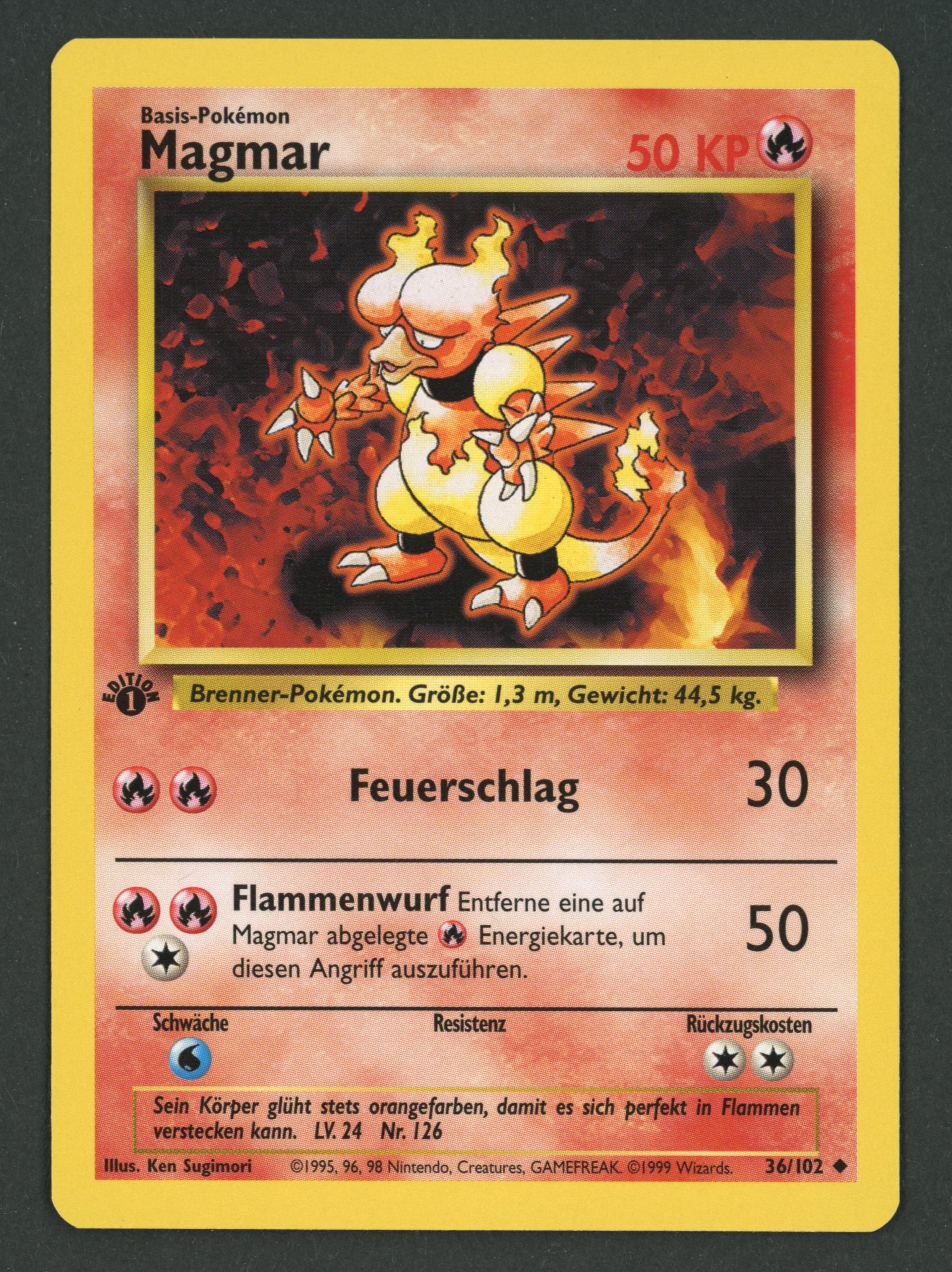 Magmar 36/102 Base Set 1. Edition DE S-