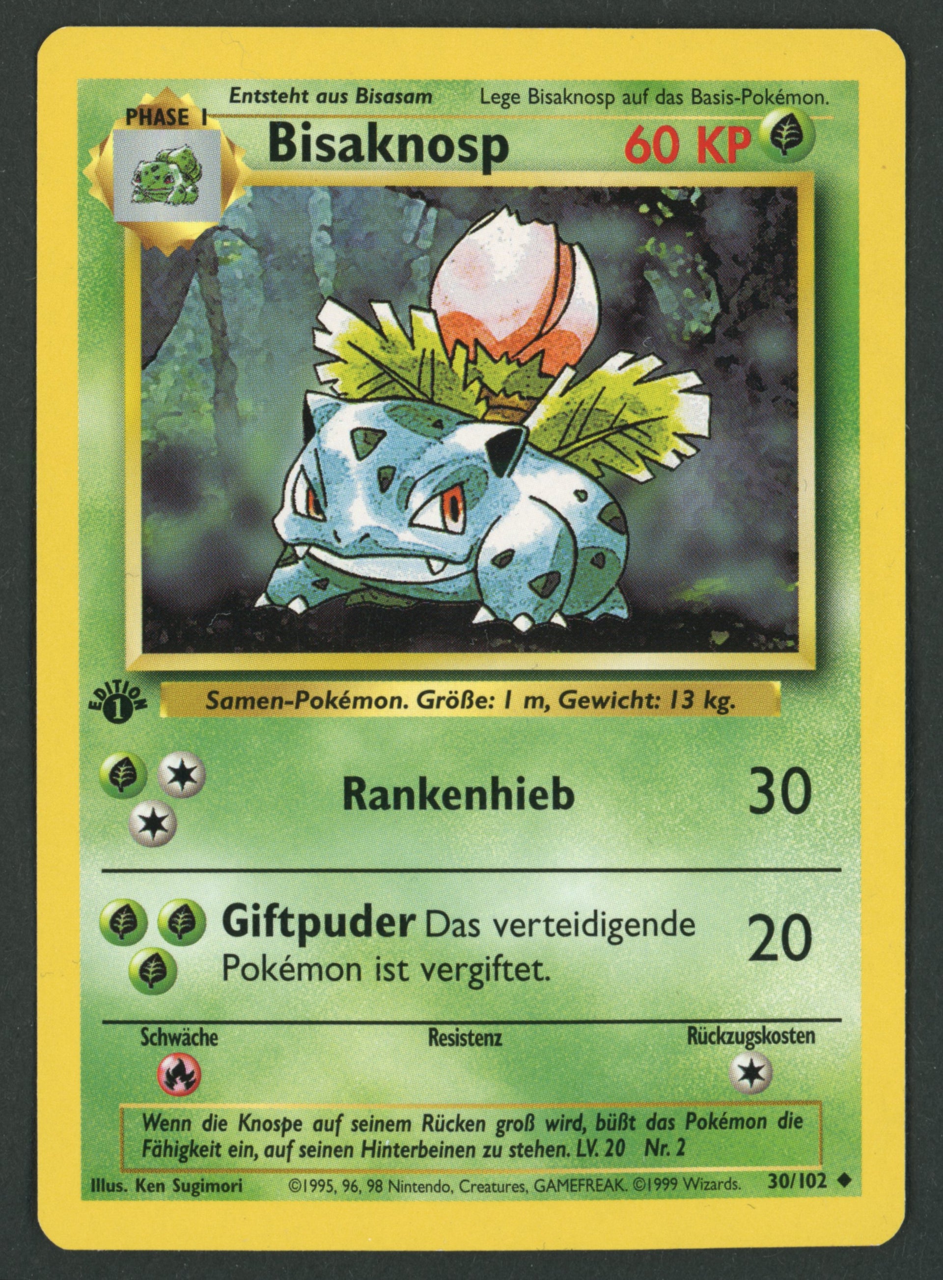 Bisaknosp 30/102 Base Set 1. Edition DE S-