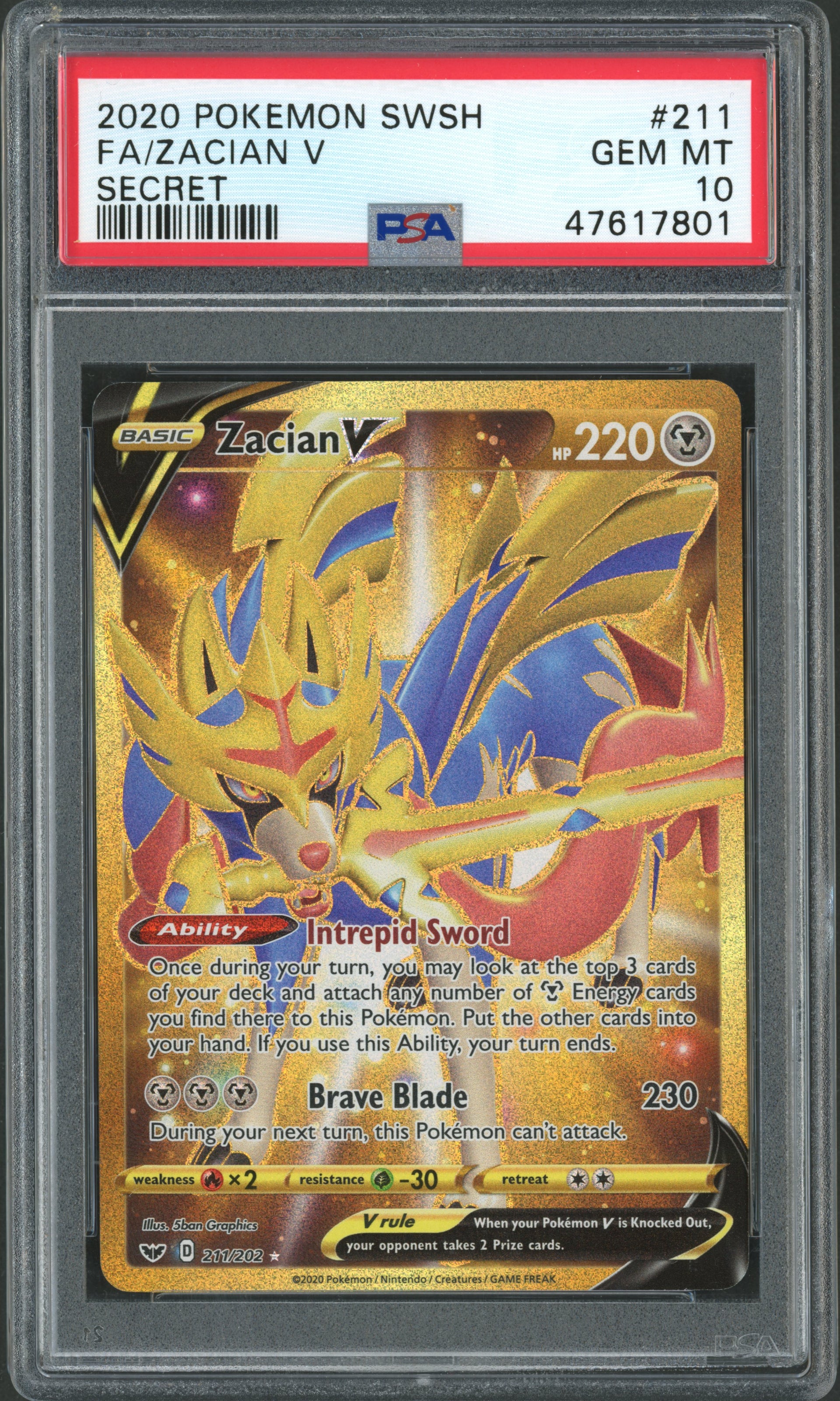 Zacian V UR 211/202 Sword & Shield EN PSA 10
