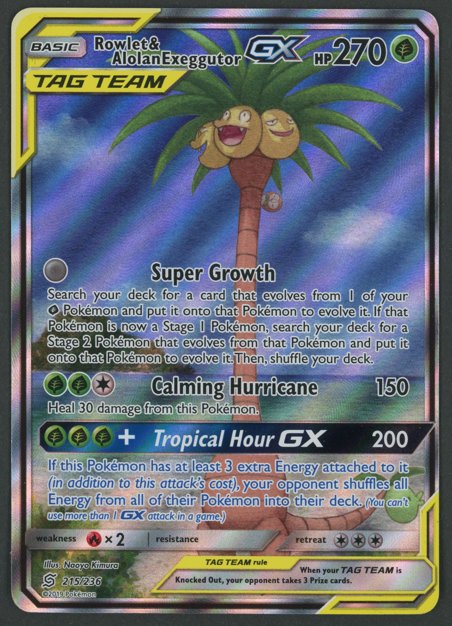 Rowlet & Alolan Exeggutor GX Alt Art 215/236 Unified Minds EN S-
