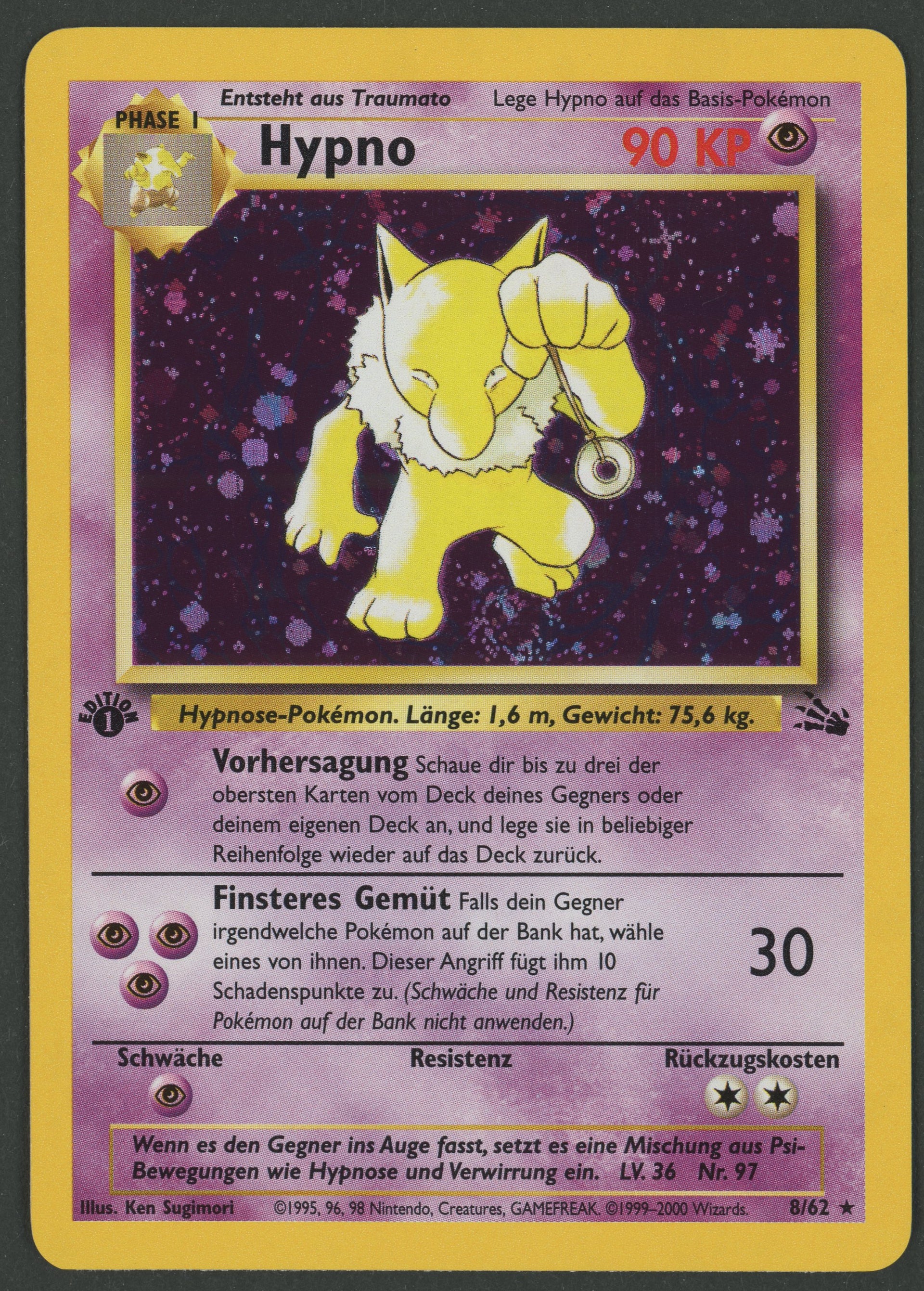 Hypno Holo 8/62 Fossil 1.edition DE A