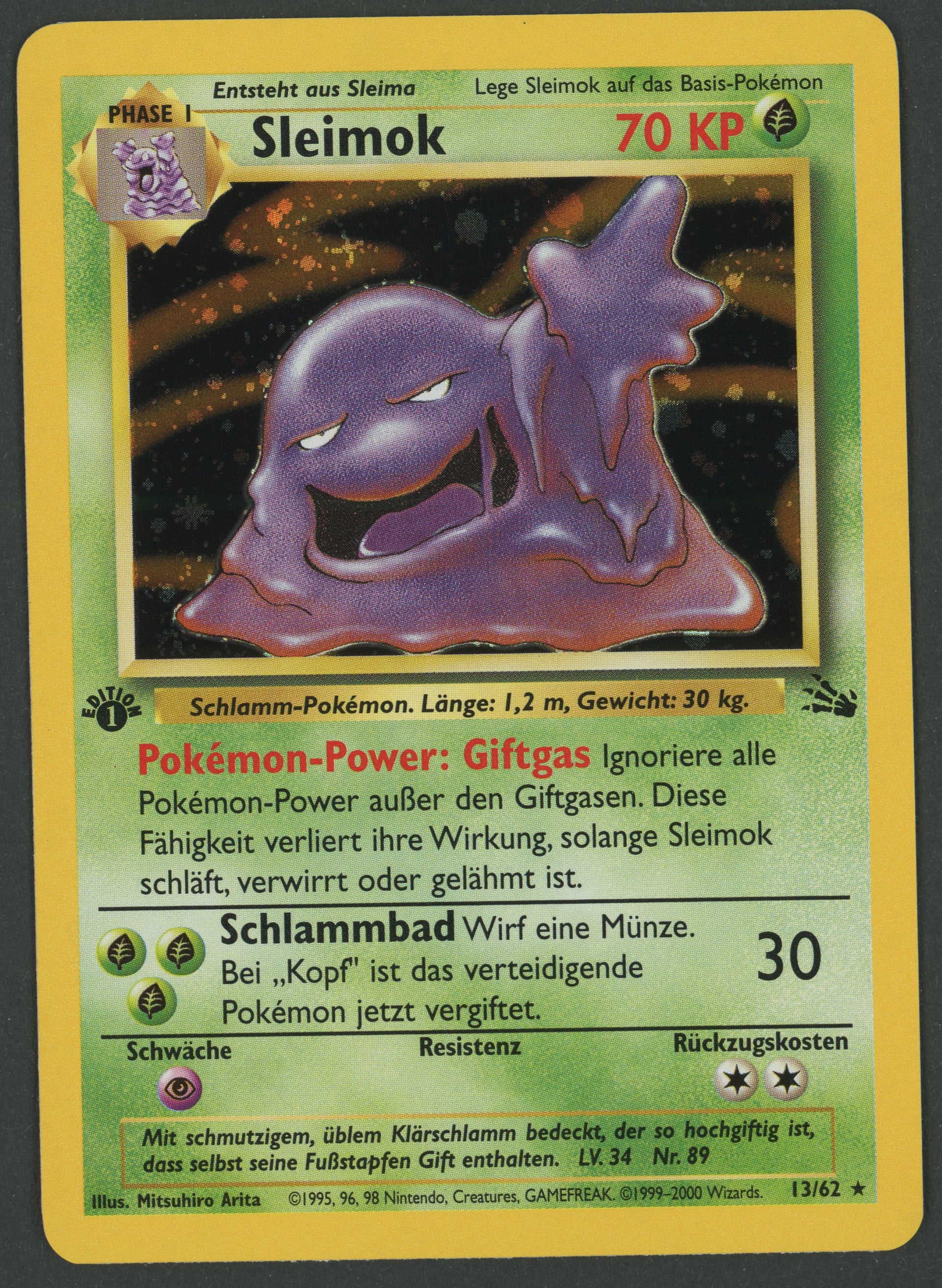 Sleimok Holo 13/62 Fossil 1.edition DE B