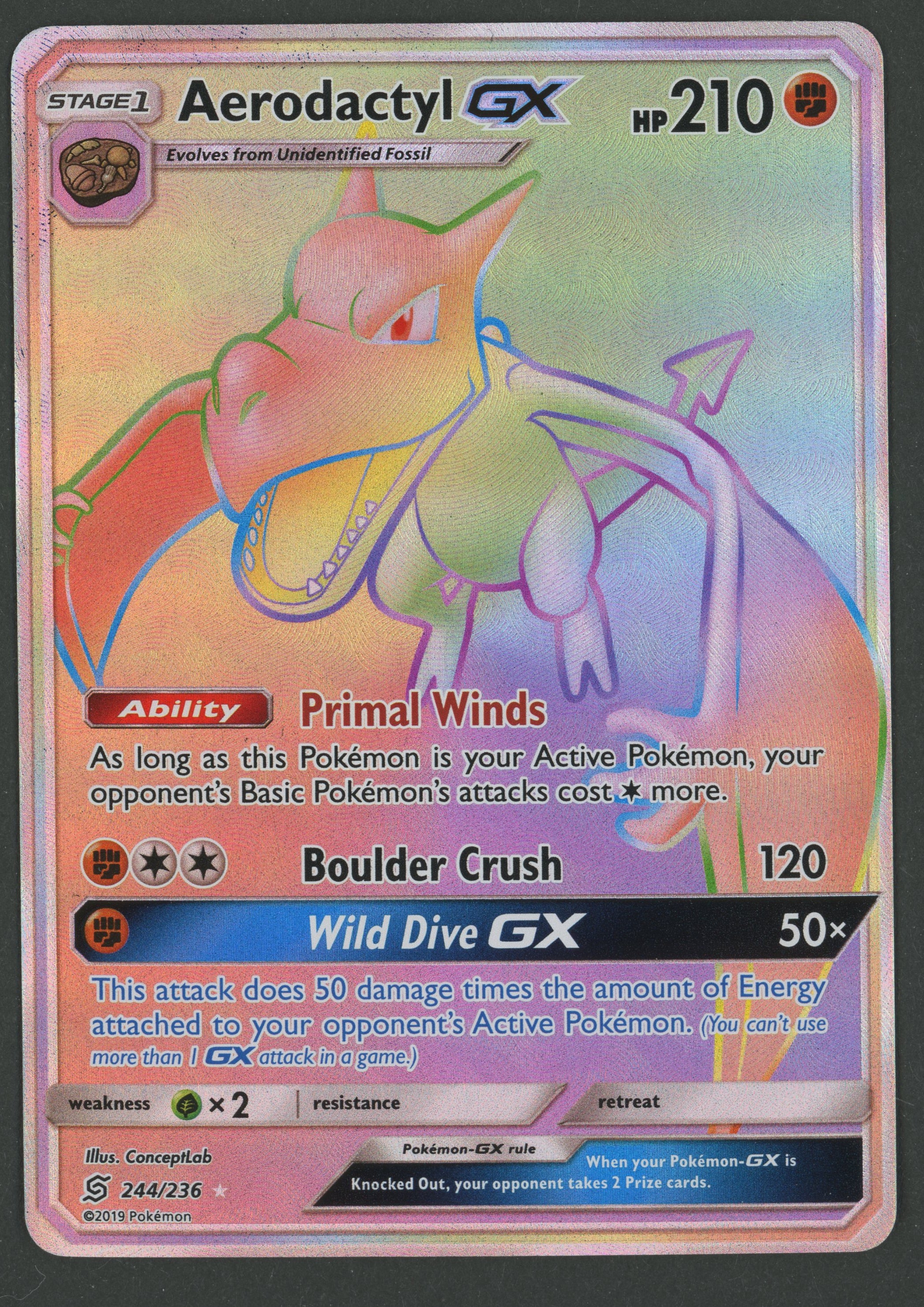 Aerodactyl GX Hyper Rare 244/236 Unified Minds